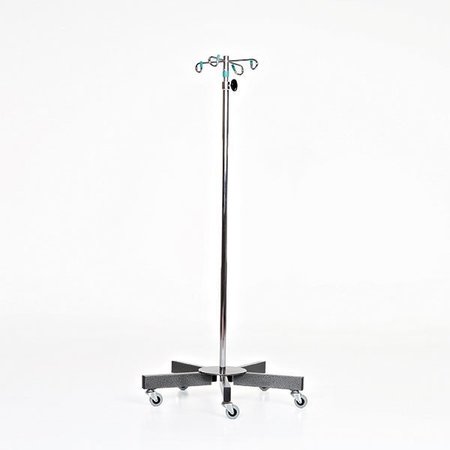 MIDCENTRAL MEDICAL SS IV Pole W/6 Hook Top, No Lose Thumb Knob, 5-Leg Base W/2” Casters MCM212